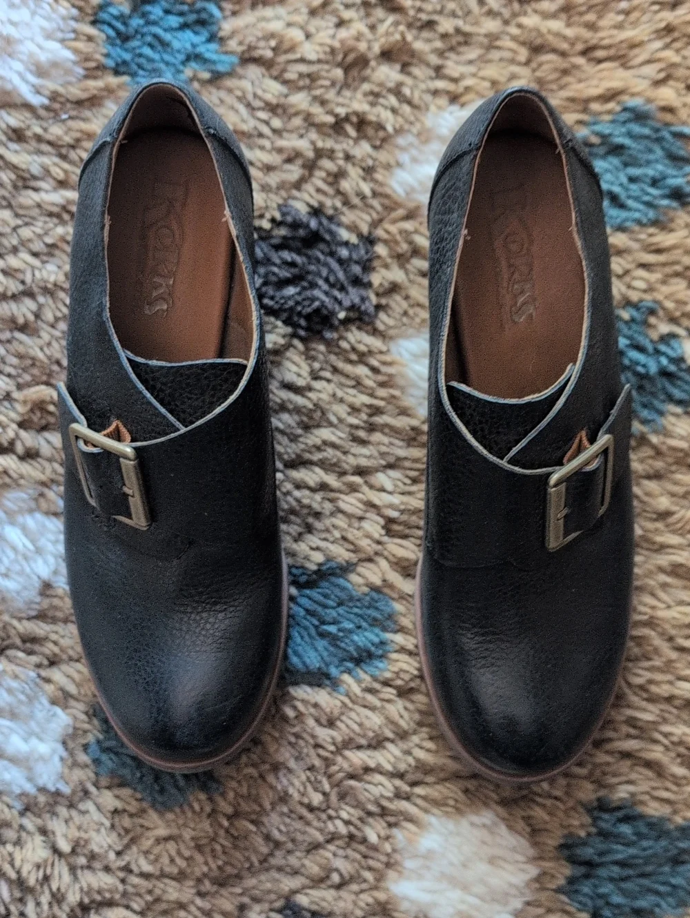 Kork-Ease Black Leather Buckle Heels